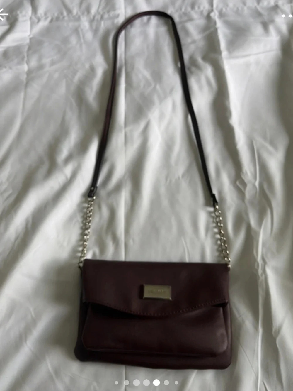 Women's Burgundy Crossbody or Wristlet Convertible Bag with Chain Strap
